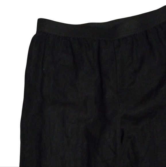 Soft Surroundings Black Elastic Pull On Waist Linen Wide Leg Pants Size Medium - Picture 3 of 6